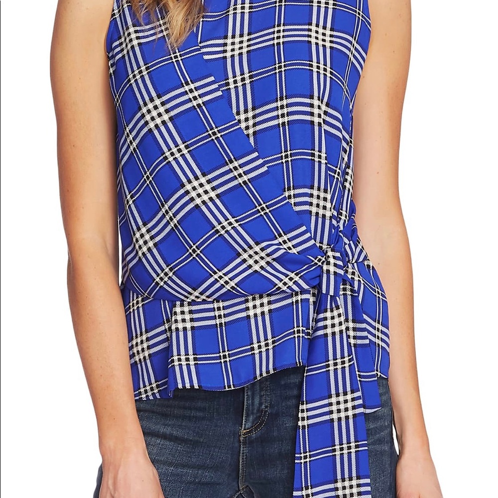 Vince Camuto highlands plaid faux wrap top
